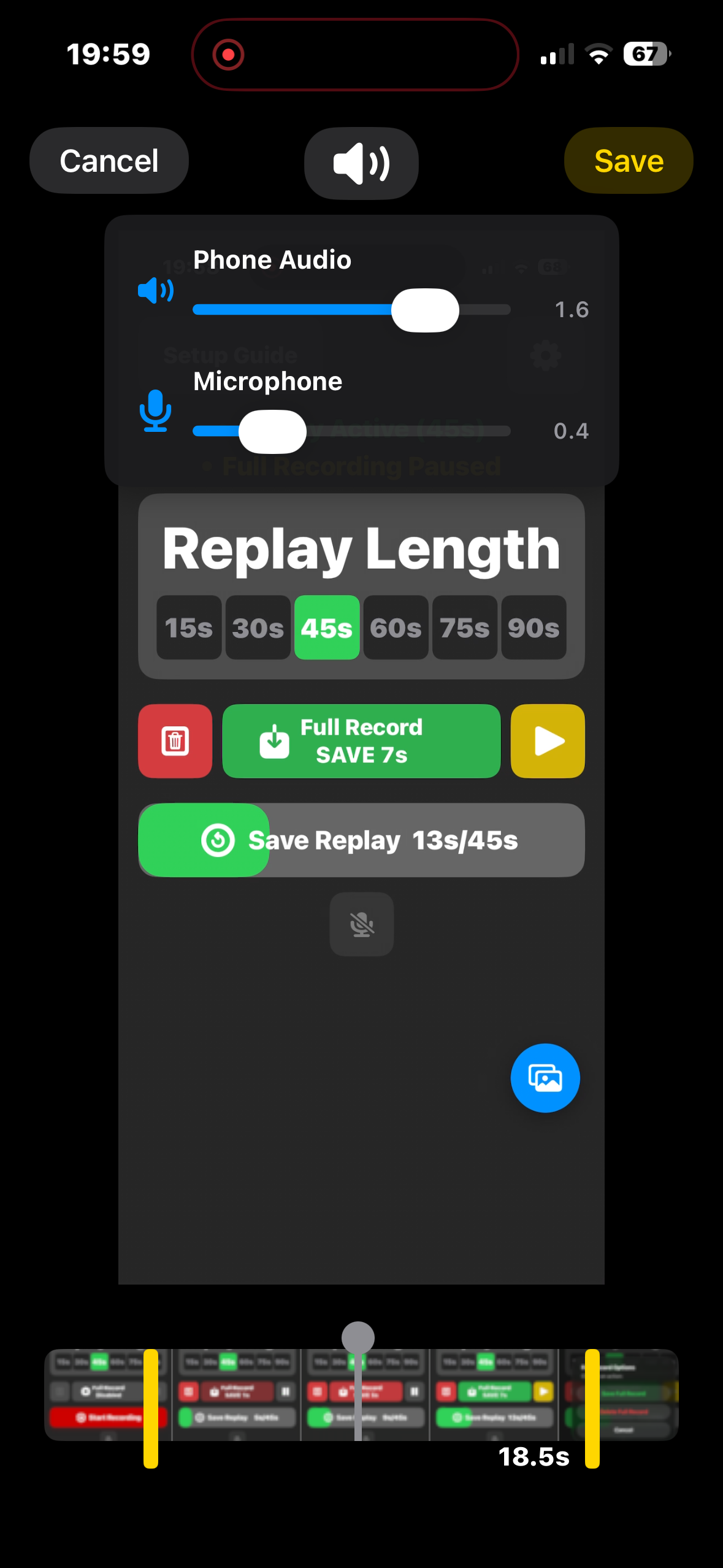 Dual-channel audio editor with independent Phone Audio and Microphone sliders